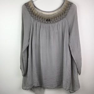 Grey Italian silk blouse Size M